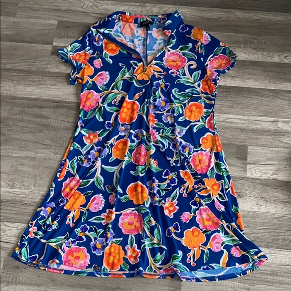 💛 MSK Vibrant Floral Zip-Up Dress - Picture 1 of 2